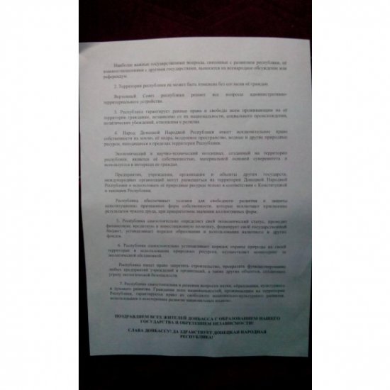 Сепаратистская «декларация» Донецкой Народной Республики (ДОКУМЕНТ)
