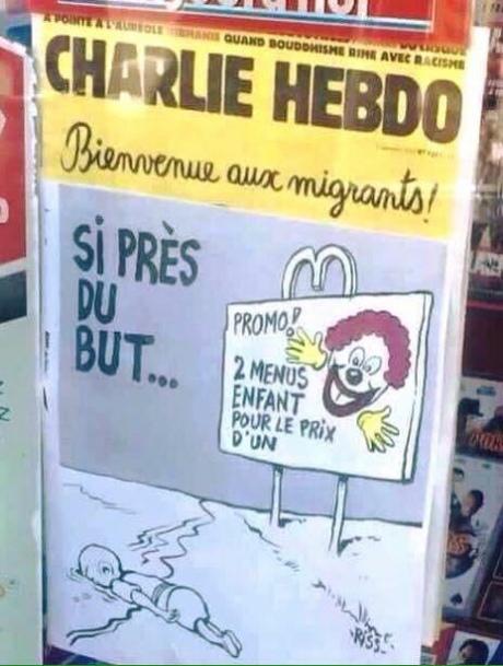 Charlie Hebdo опубликовал карикатуры на умершего мальчика-беженца (ФОТО)