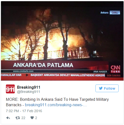В Анкаре произошел теракт, есть жертвы