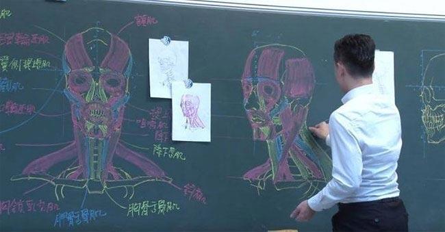 Учитель демонстрирует невероятные навыки рисования мелом на доске (ФОТО)