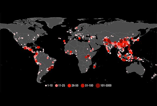 NASA показало карту мировых оползней (ФОТО)