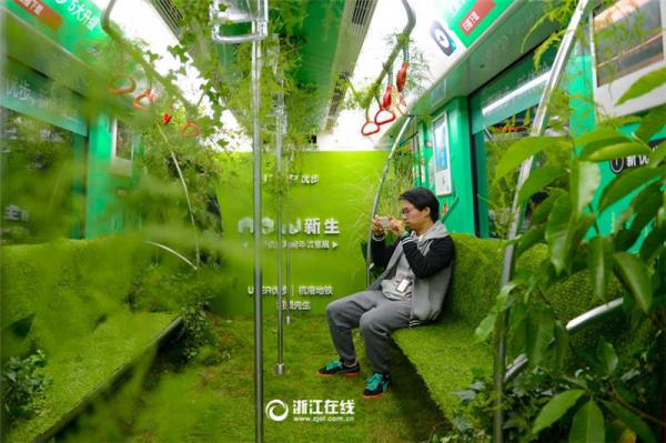 В Китае вагон метро превратили в зеленый лес (ФОТО)