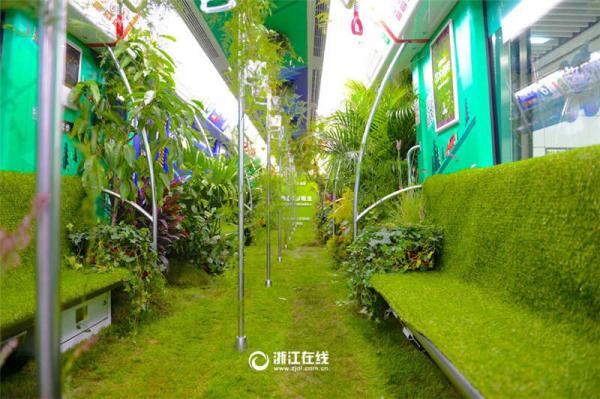 В Китае вагон метро превратили в зеленый лес (ФОТО)