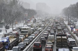 В центре Киева заторы в 8 баллов из 10 возможных