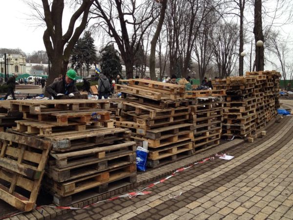 Активисты Евромайдана начали уборку Мариинского парка (ФОТО)