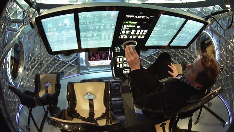 Семиместный многоразовый космический аппарат Space X Dragon V2 (ВИДЕО)