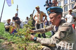 На Майдане активисты посадили дерево мира