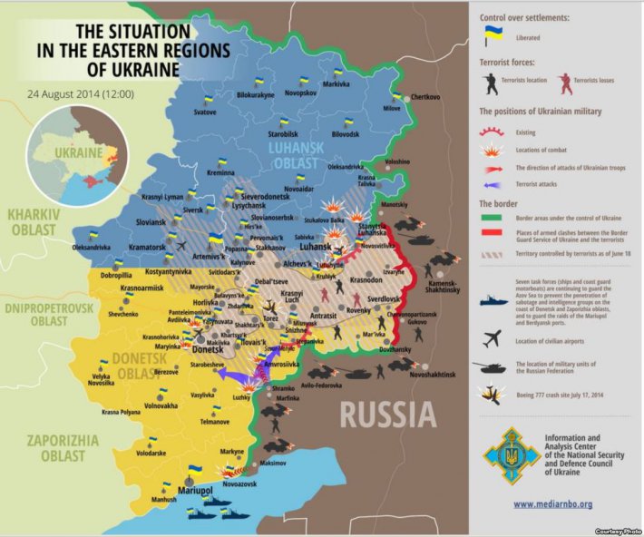 Карта боевых действий на Донбассе (ФОТО)