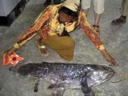 Индонезийскому рыбаку посчастливилось выудить живую ископаемую рыбу (ФОТО)