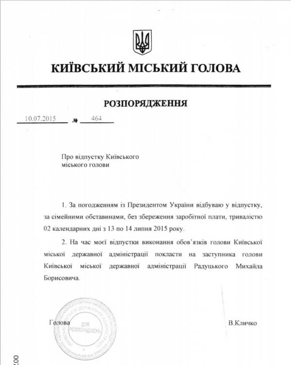 Кличко ушел в отпуск (ФОТО)