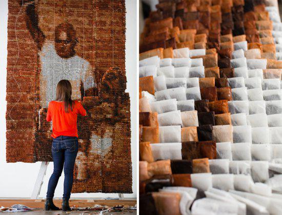 Китайская художница создает картины из чайных пакетиков (ФОТО)