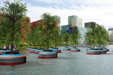 В одном из крупнейших городов Голландии создали необычный плавающий лес (ФОТО)
