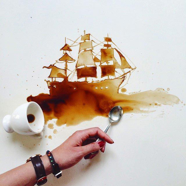 Невероятные картины из пролитого кофе (ФОТО)