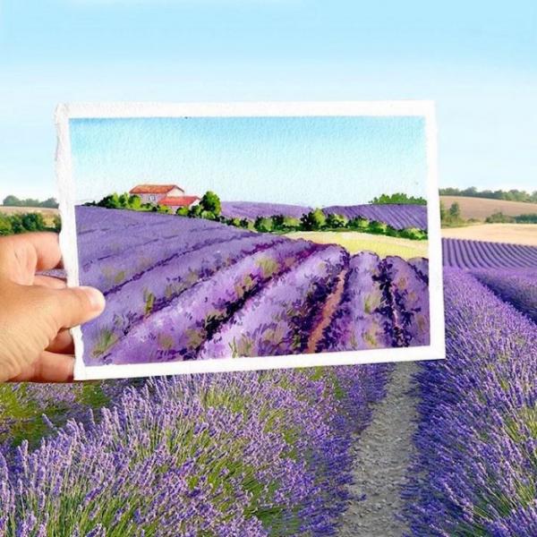 Акварель в реальном пейзаже: необычные работы художницы из Франции (ФОТО)