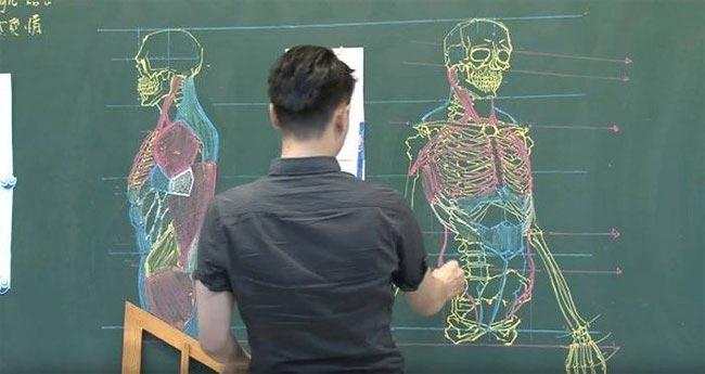 Учитель демонстрирует невероятные навыки рисования мелом на доске (ФОТО)