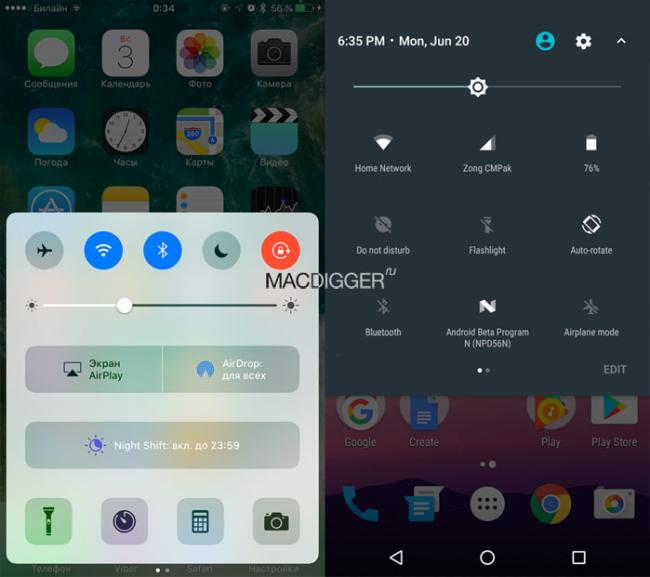 Сравнение интерфейсов: iOS 10 против Android 7.0 Nougat (ФОТО)