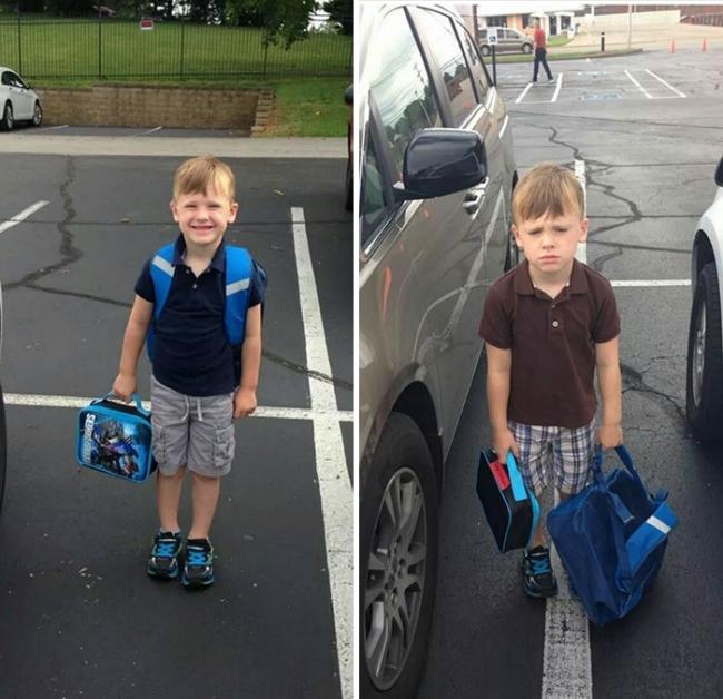 10 веселых снимков первоклассников, до и после их первого дня в школе (ФОТО)