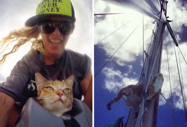 Пиратская компания: девушка с кошкой путешествуют вокруг света (ФОТО)