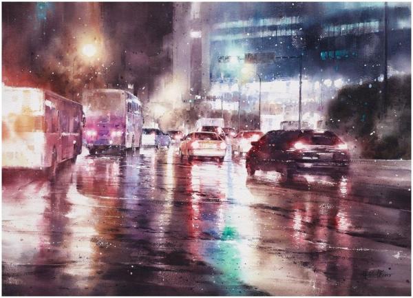Дождливый город акварельными красками: шедевры тайваньского художника (ФОТО)