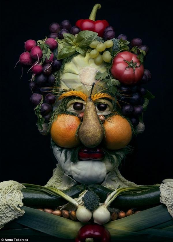 Живые портреты из овощей и фруктов в исполнении польской художницы (ФОТО)