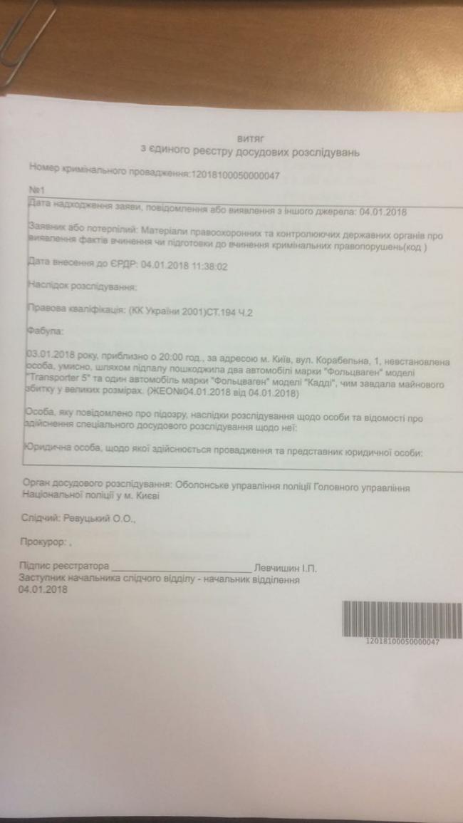 В Киеве сожгли автомобили муниципальной полиции (ФОТО)